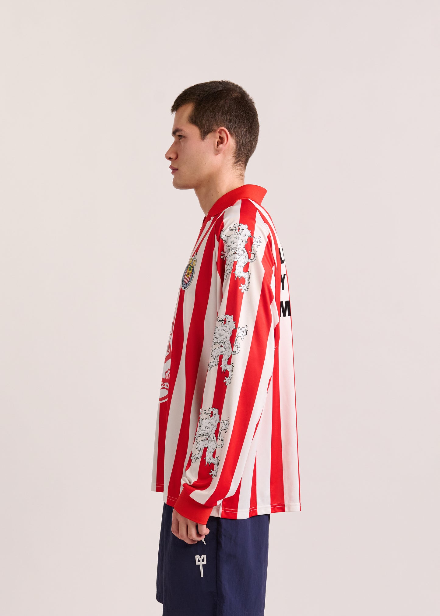 PUMA X LYM X CHIVAS LONG SLEEVE WHITE AND RED RETRO JERSEY SELECT.