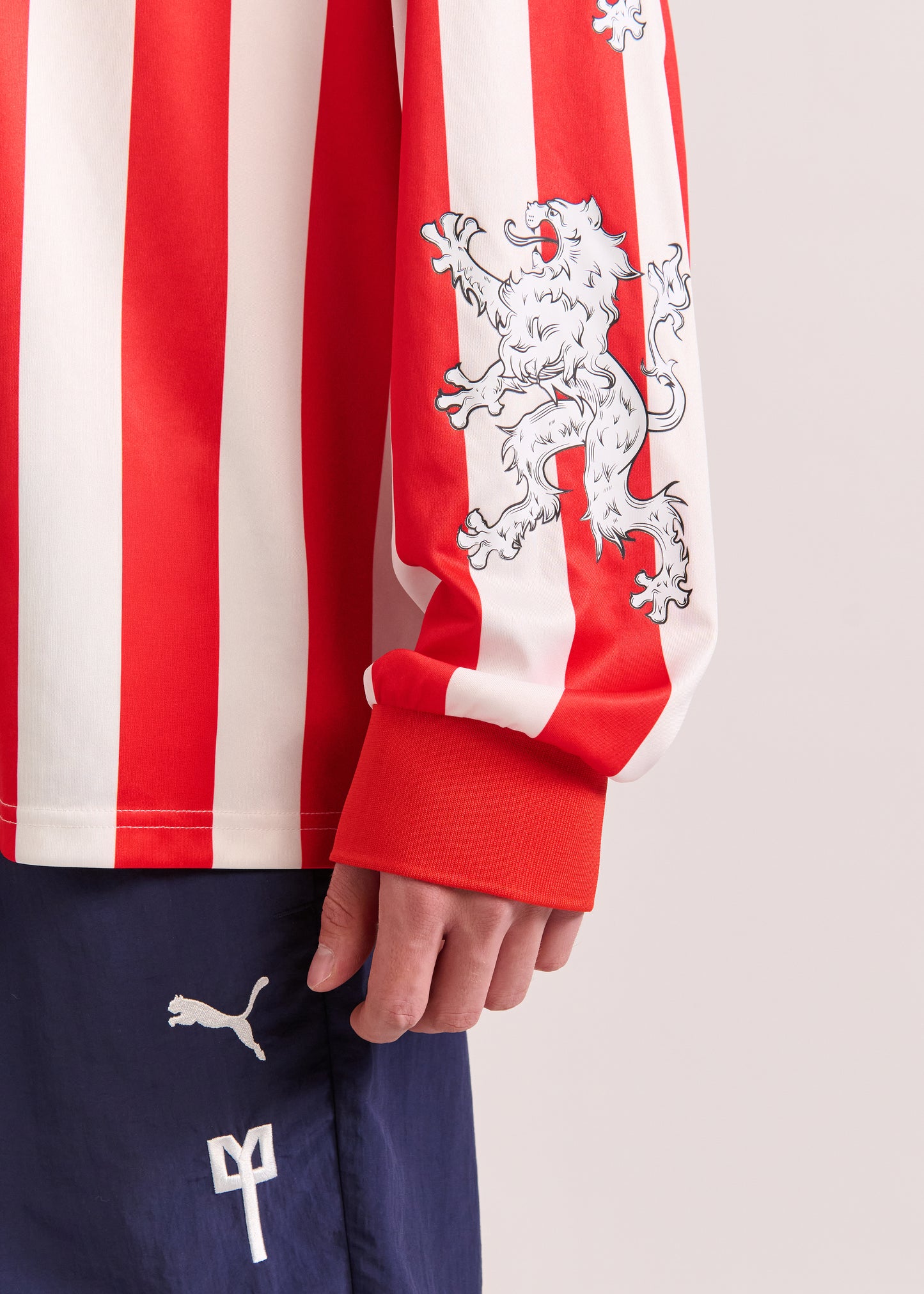 PUMA X LYM X CHIVAS LONG SLEEVE WHITE AND RED RETRO JERSEY SELECT.