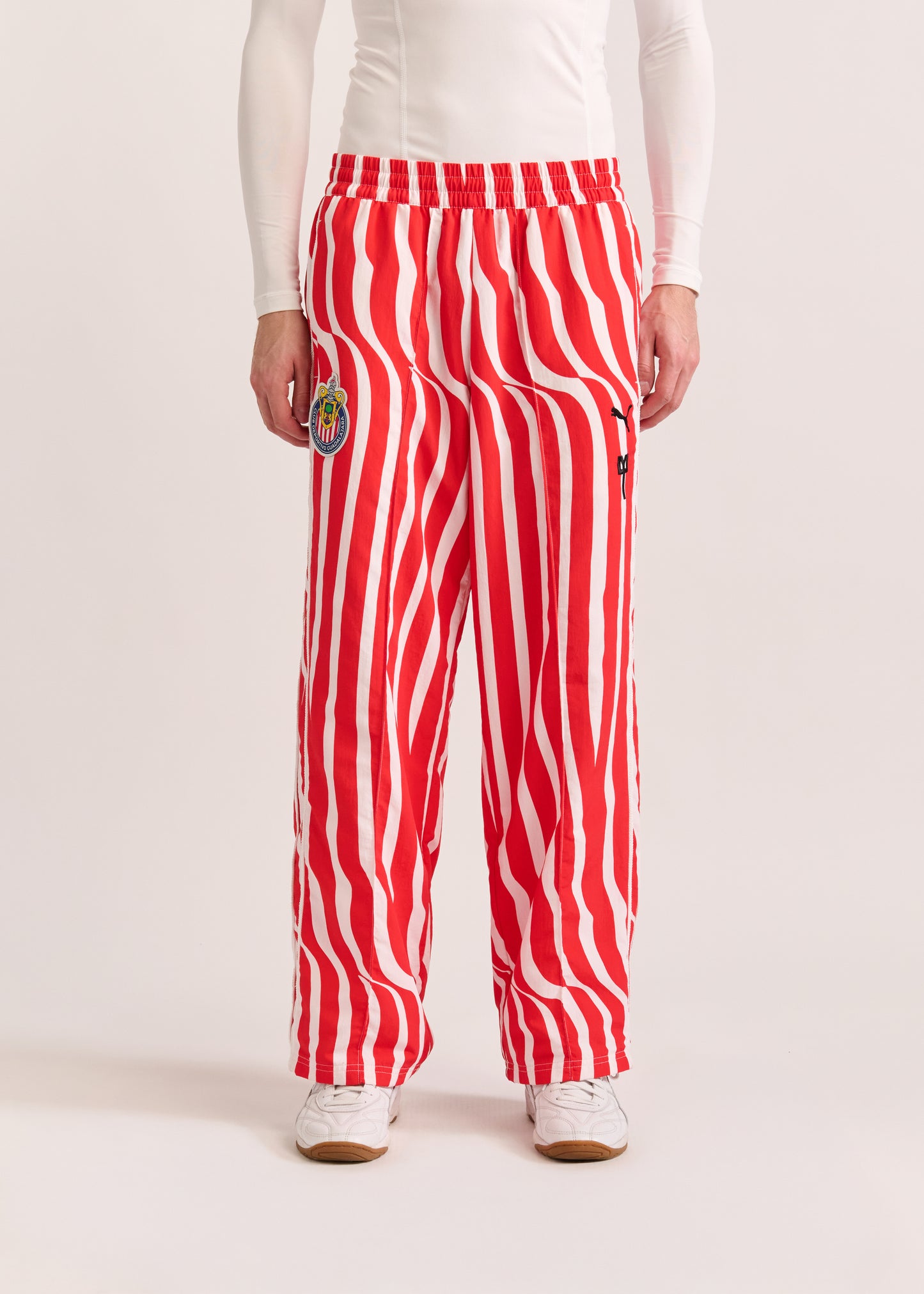 PUMA X LYM X CHIVAS RED AND WHITE SWIRL SPORT PANTS SELECT